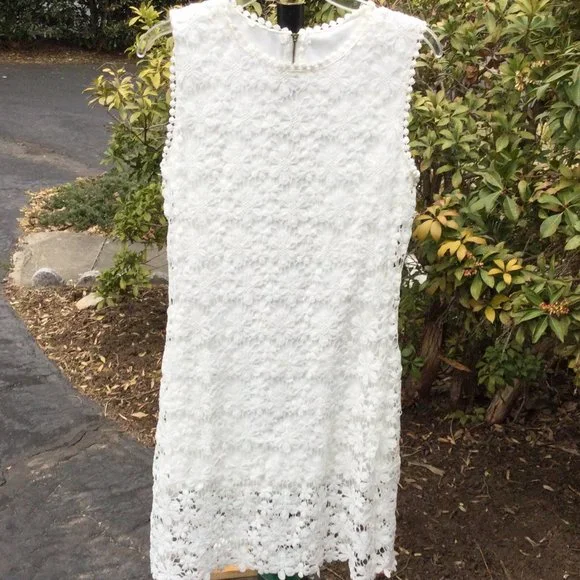 white lace sun dress White Eyelet Lace Cotton Sundress main image 1
